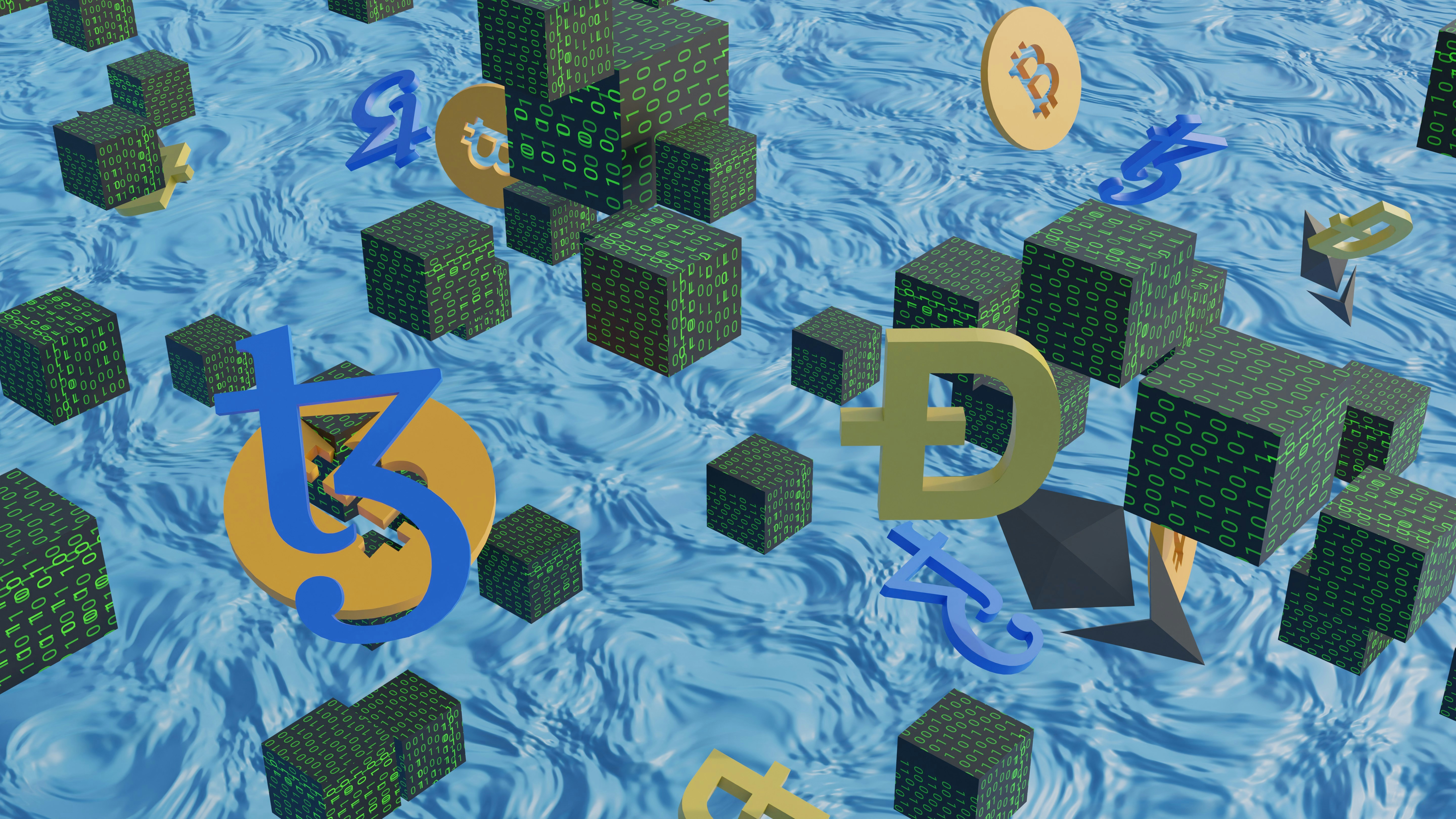 地域通貨として導入された仮想通貨のロゴマークが描かれた看板がある商店街